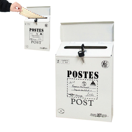 Locking Metal Mailbox Wall Mounted Key Lock Post Box Letter Box Beige