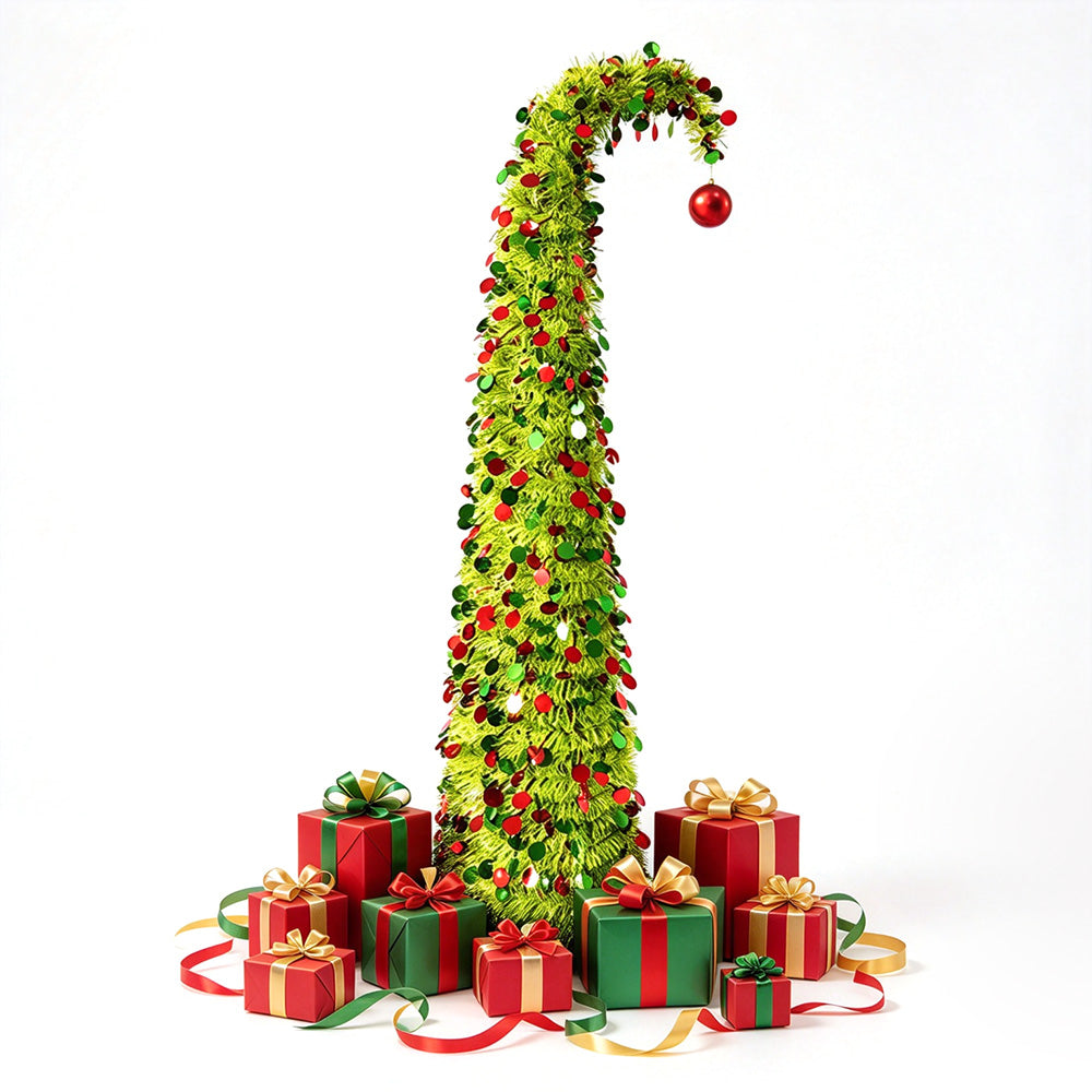 150cm Bendable Christmas Tree Curved Top Tinsel Xmas Tree Christmas Decor Light Green