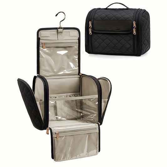 Travel Makeup Bag with Hanging Hook Large Capacity-Black