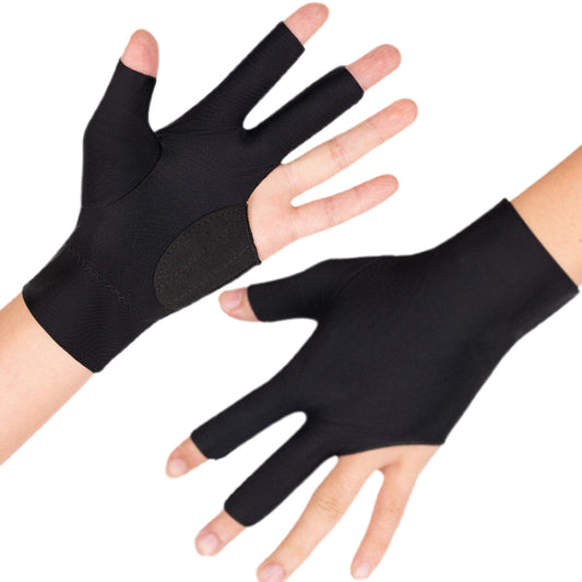 Three Finger Billiards Gloves For Left Hand Pool And Snooker-Black