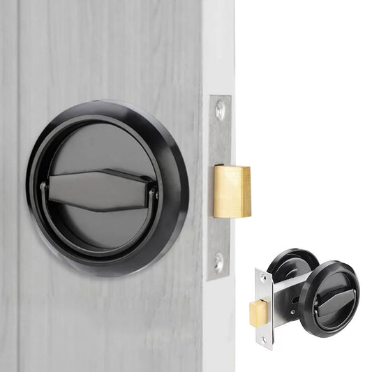 Hidden Door Lock Invisible Latch Double Sided Privacy Lock for Bedroom Bathroom Stainless Steel-Black