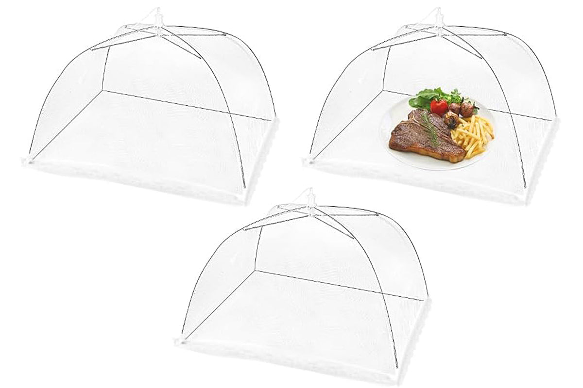 3Pcs Food Cover Mesh Food Tent Pop Up Umbrella Screen Tent Outdoor Food Fly Net