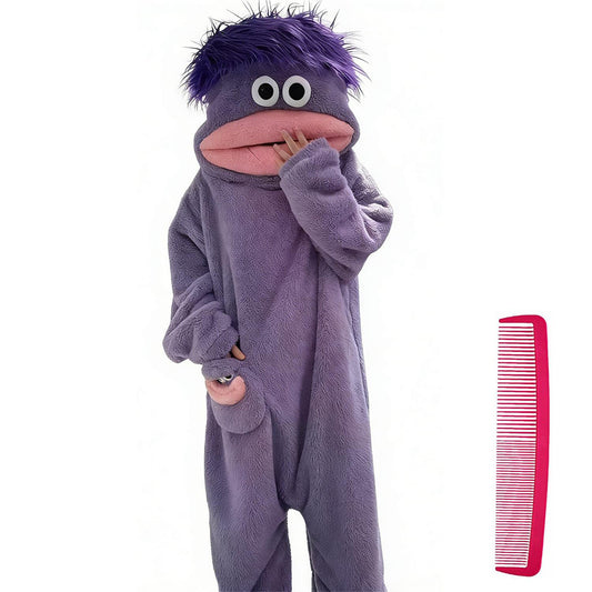 Soft Plush Monster Onesie Pajamas - Purple