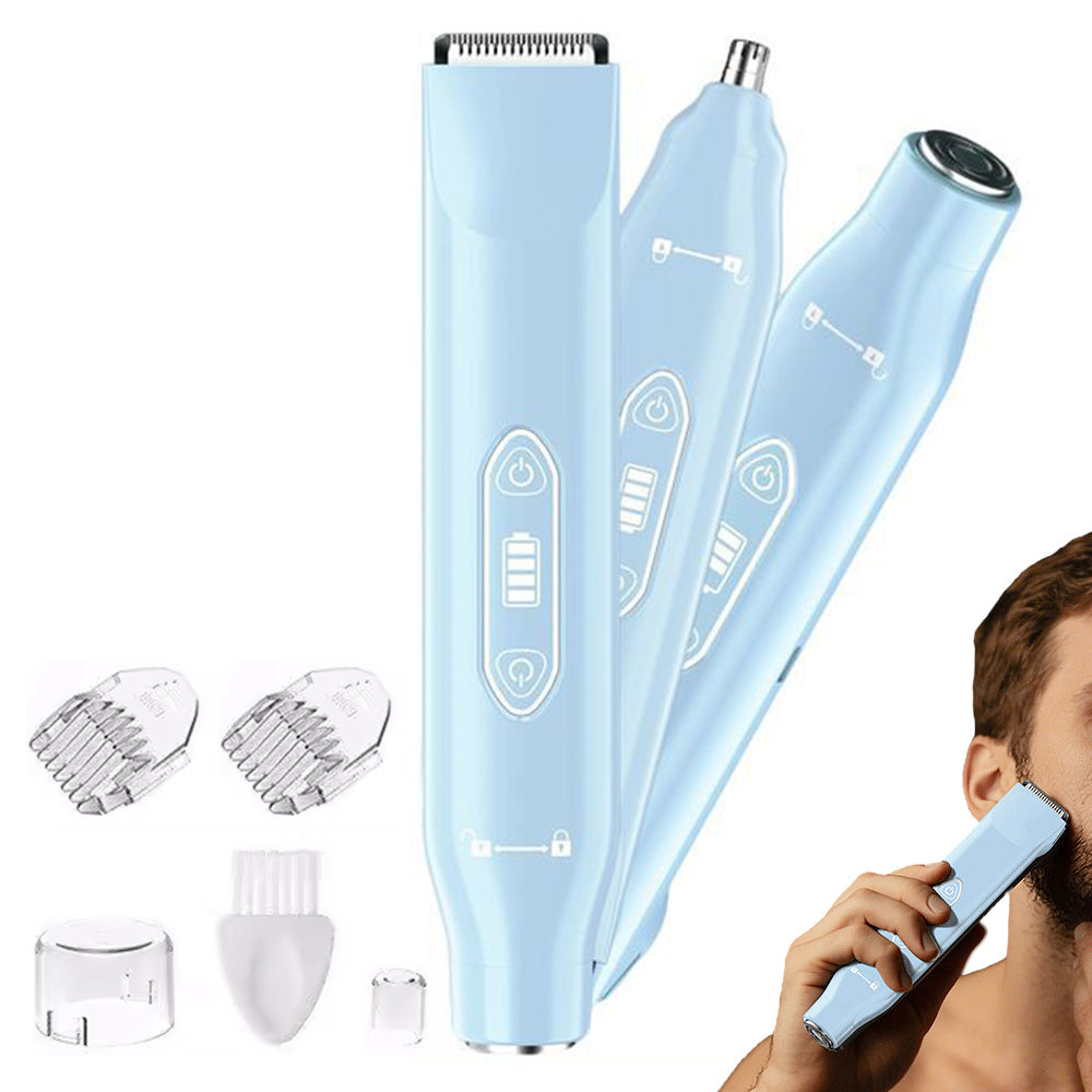 3-in-1 Electric Shaver Nose Hair Trimmer for Face Body Bikini Underarm and Legs-Blue