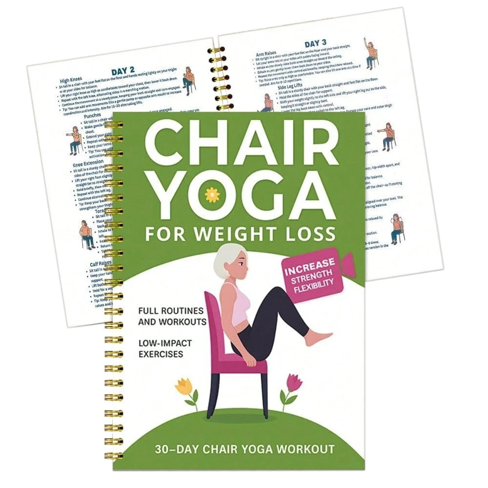 Chair Yoga Book Home Fitness Training Journal-Green