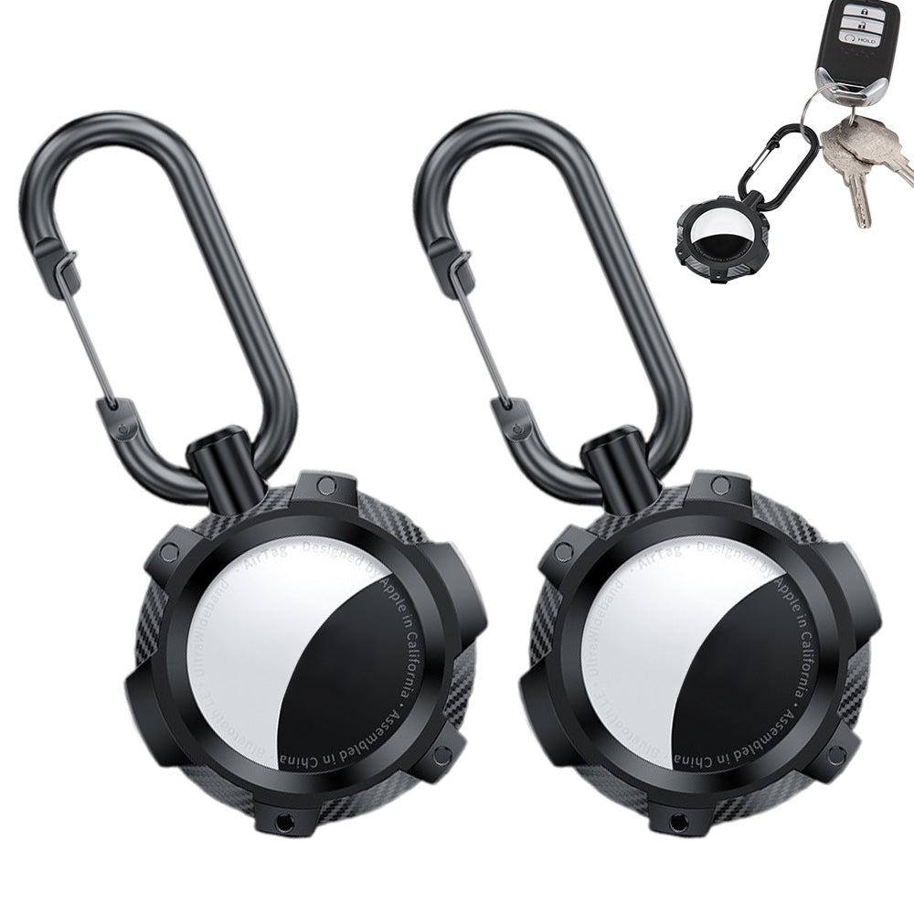 2-Pack for Airtag Holder Case with Keychain TPU Shockproof Cover Anti-Scratch Key Chain for AirTag-Black