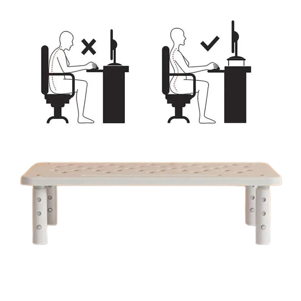 3-Height Adjustable Monitor Riser Laptop Printer Computer Stand Desktop Shelf White