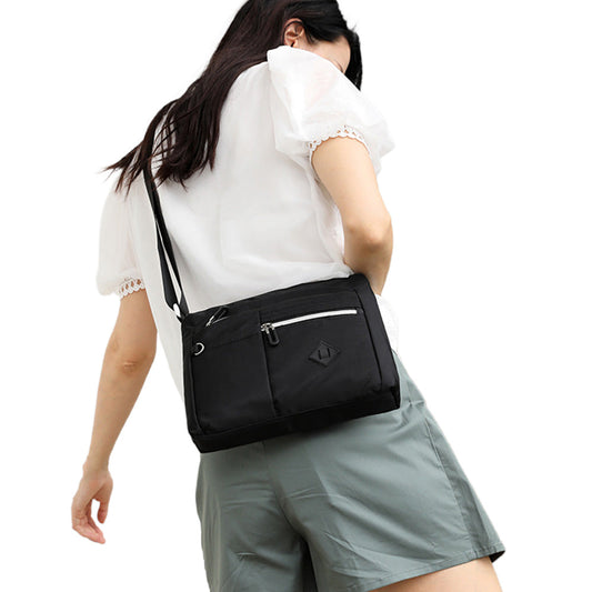Multi-Pocket Crossbody Bag for Women Water Resisant Shoulder Bag Messenger Bag Casual Nylon Purse Handbag Black