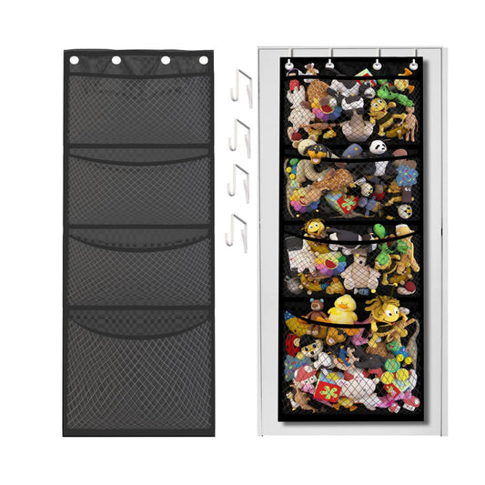 Over The Door Storage Organizer for Stuffed Plush Toys Hanging Large Capacity Toy Storage Pockets Black