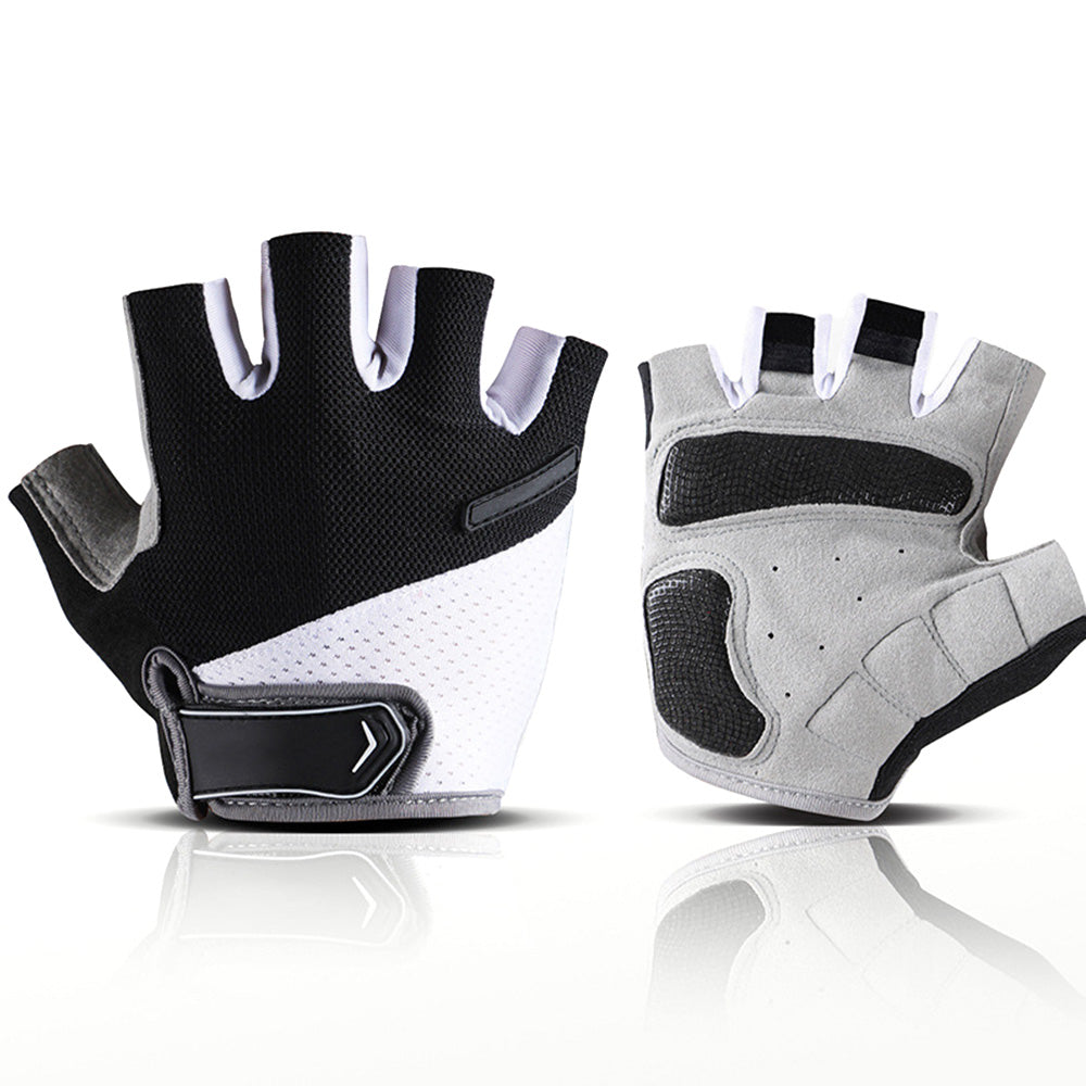 1 Pair Cycling Half Finger Bike Gloves With Anti Slip Pad For Unisex-Black