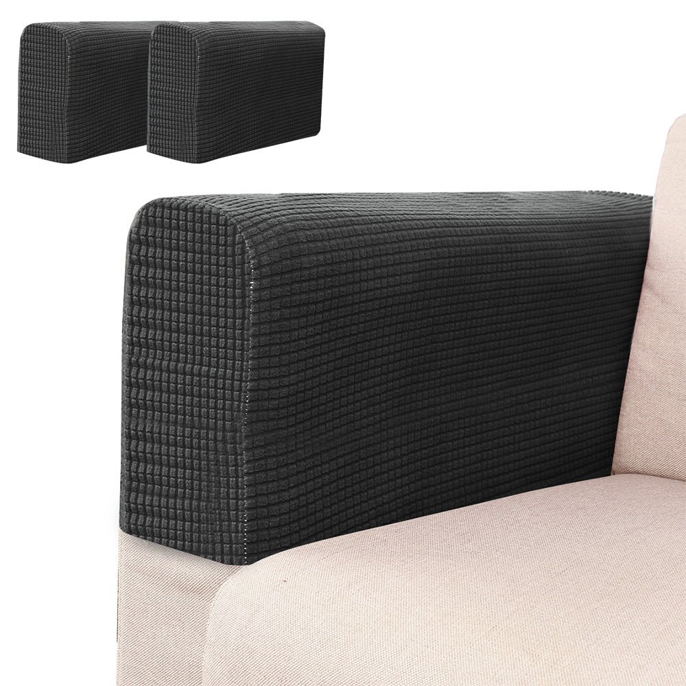 2PCS Universal Chair Arm Protector Covers Armchair Slipcovers Furniture Protector-Black