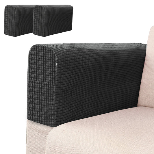2PCS Universal Chair Arm Protector Covers Armchair Slipcovers Furniture Protector-Black