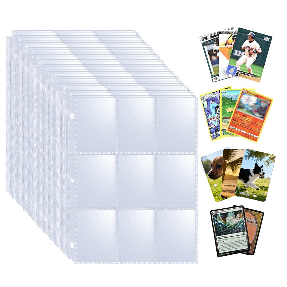 50Pcs 9 Grids Album Baseball Holder Sheets Double Side for Card Sleeves Photos