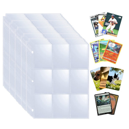 50Pcs 9 Grids Album Baseball Holder Sheets Double Side for Card Sleeves Photos
