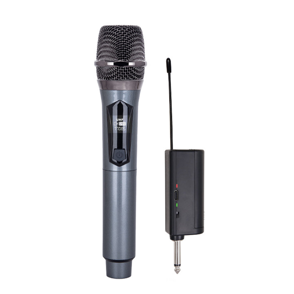 Plug and Play Wireless Microphone Rechargeable Karaoke Mic for Singing Speeches Events Gray