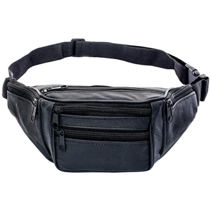 Multi-pocket Fanny Pack Leather Waist Bag Bum Bag Black