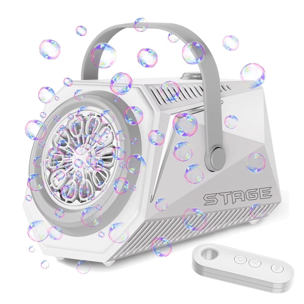 Bubble Machine Automatic Blower Remote Control LED Light for Parties Wedding-White