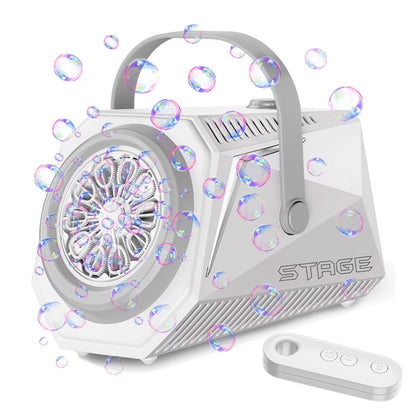 Bubble Machine Automatic Blower Remote Control LED Light for Parties Wedding-White