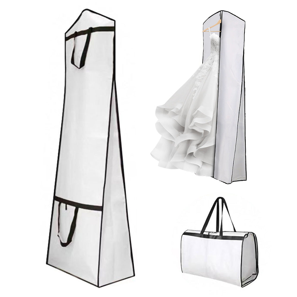 Portable Wedding Dress Garment Bag for Bridal Gowns and Cheongsam-White