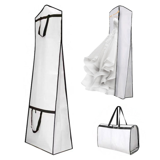 Portable Wedding Dress Garment Bag for Bridal Gowns and Cheongsam-White