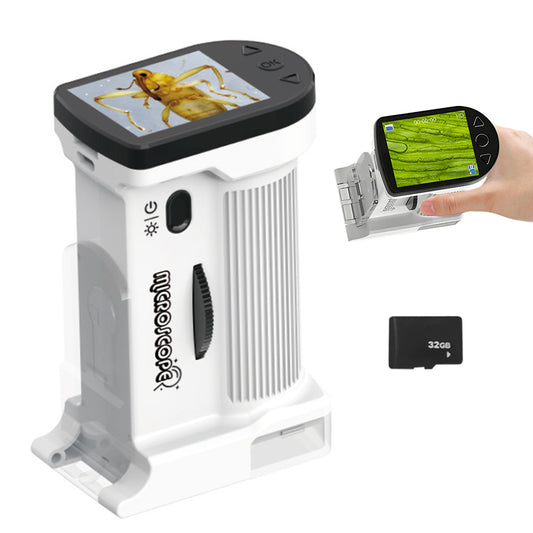 Portable Microscope with 1000X Magnification HD Screen Educational Toy-White