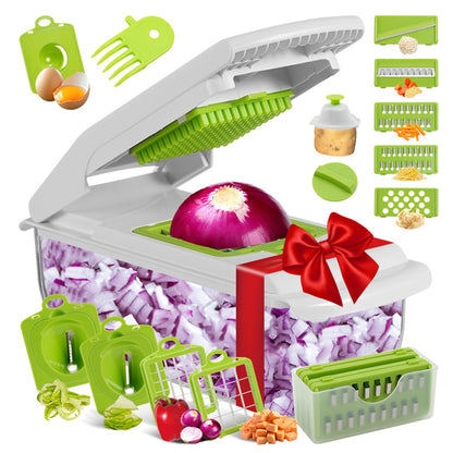 Vegetable Chopper with Container Mandoline Slicer for Kitchen Salad Prep-Green