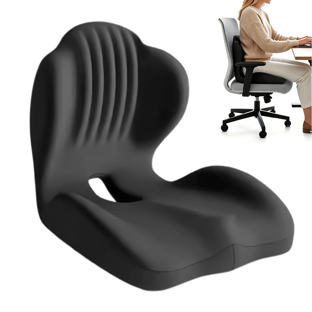 Ergonomic Back Hip Support Cushion For Office Chair And Car Seat-Black