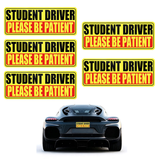 5Pcs Student Driver Sticker Reflective Please Be Patient Car Sticker-Style2