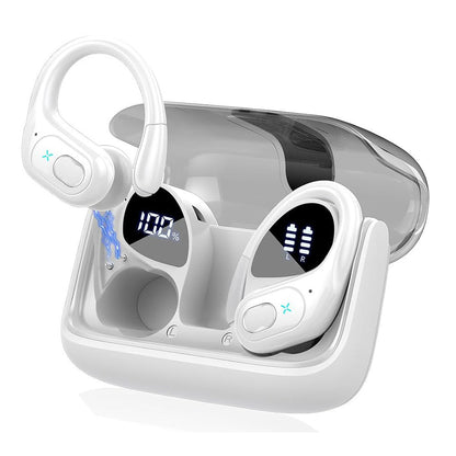 Wireless Bluetooth Headphone Sport Earbuds Stereo Over Ear Earphone with Earhook White