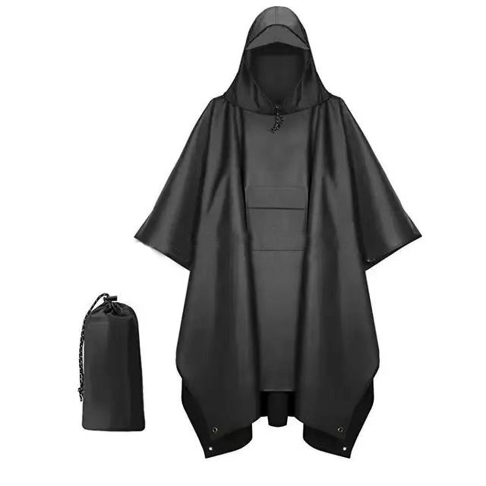 3 in 1 Portable Rain Poncho Waterproof Lightweight Emergency Raincoat with Pocket-Black