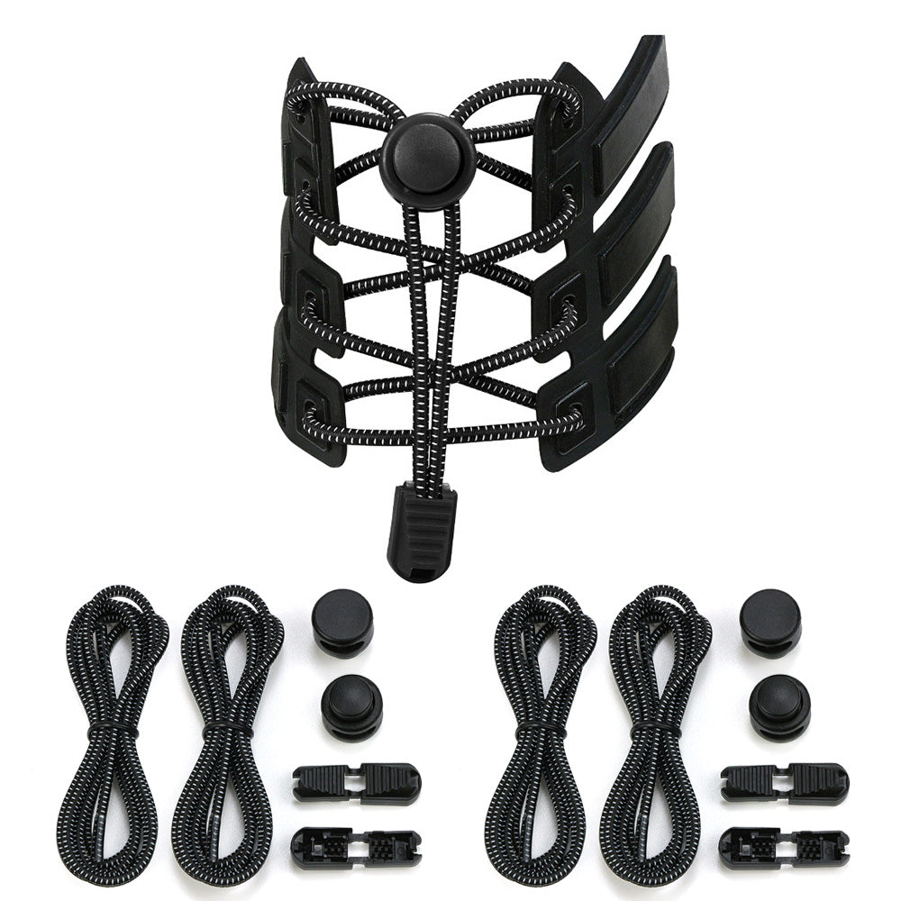 2 Pairs Elastic No Tie Shoelaces with Spring Lock -Black
