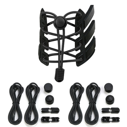 2 Pairs Elastic No Tie Shoelaces with Spring Lock -Black