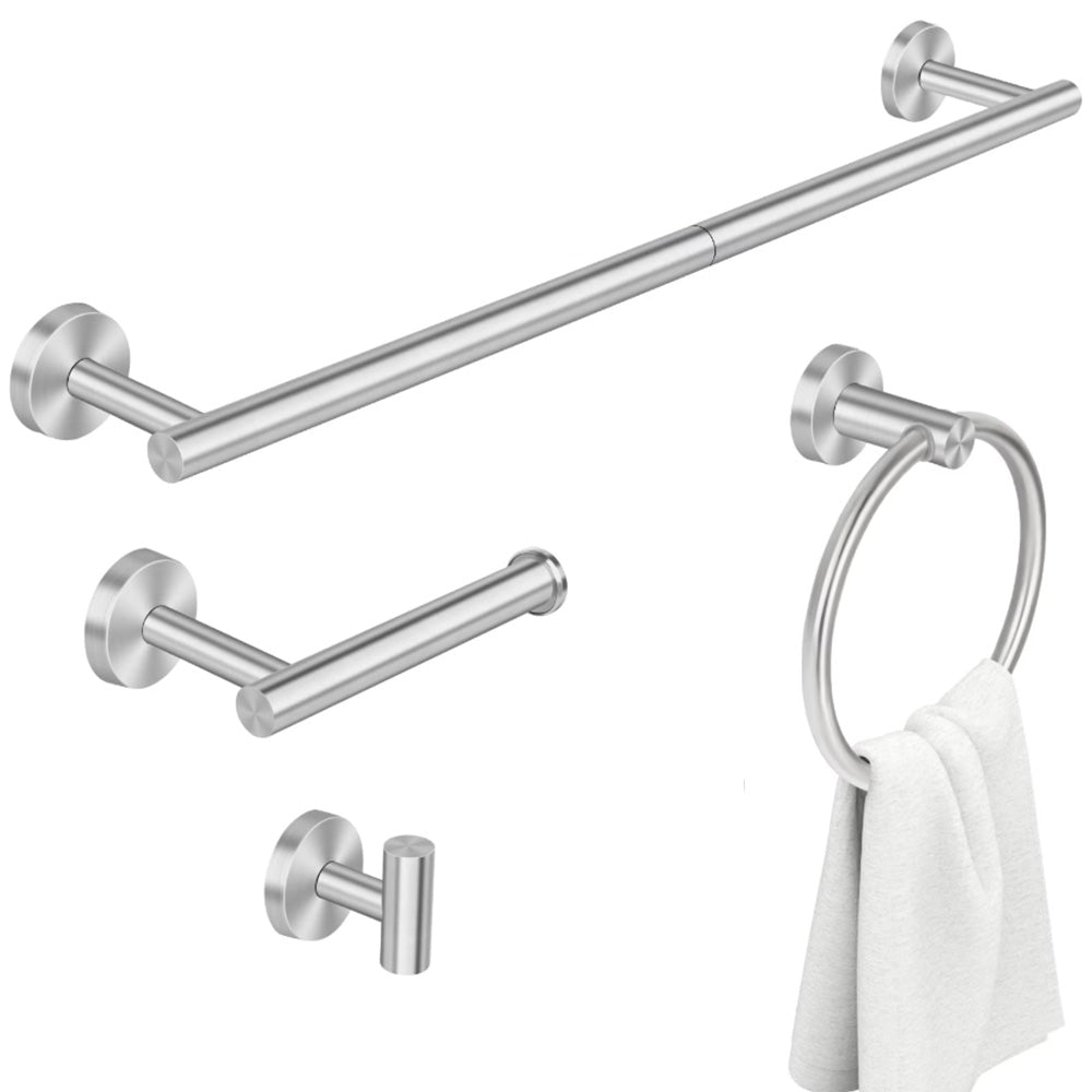 4 Pcs Bathroom Hardware Set Stainless Steel Wall Mounted Accessories-Silver