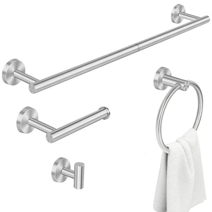 4 Pcs Bathroom Hardware Set Stainless Steel Wall Mounted Accessories-Silver