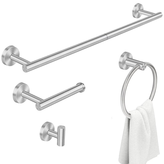 4 Pcs Bathroom Hardware Set Stainless Steel Wall Mounted Accessories-Silver