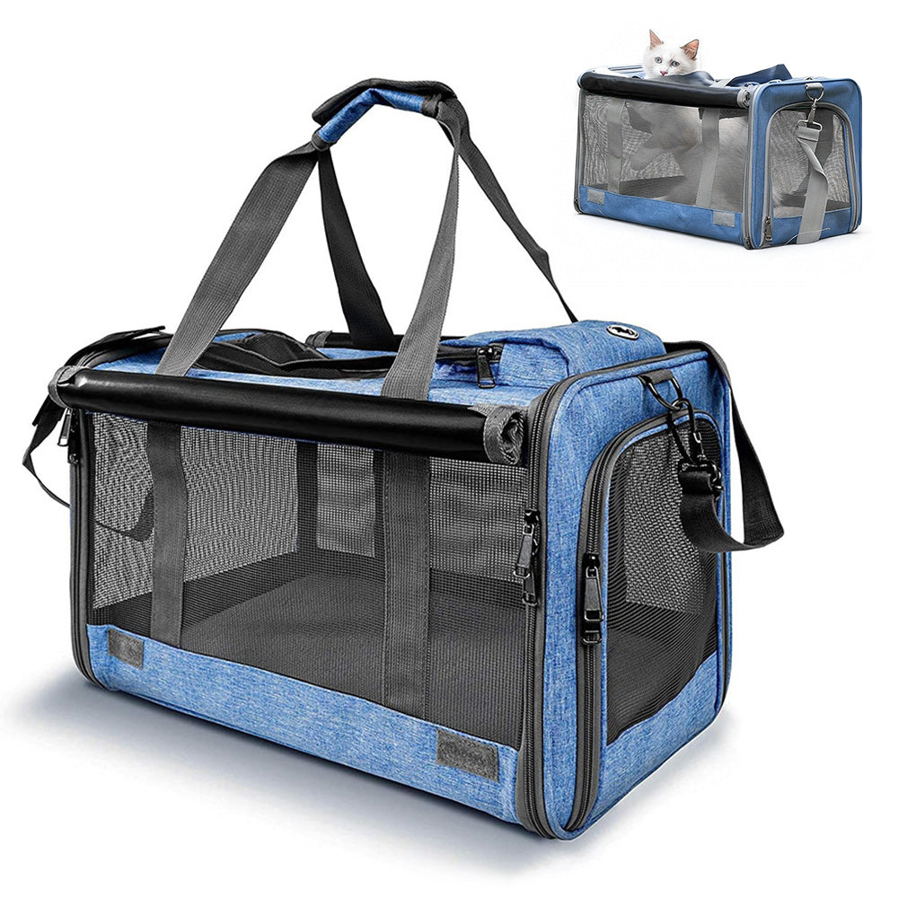 Pet Carrier for Large Cats Washable Dog Carrier Privacy Protection for Travel-blue