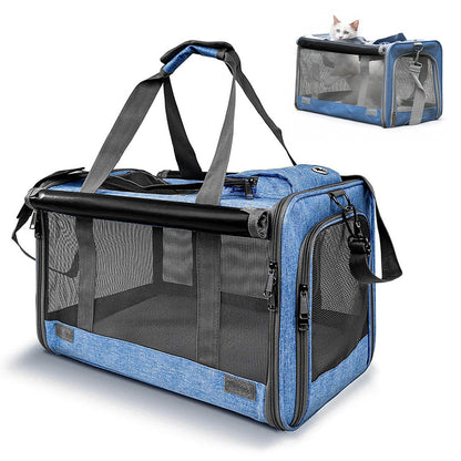 Pet Carrier for Large Cats Washable Dog Carrier Privacy Protection for Travel-blue