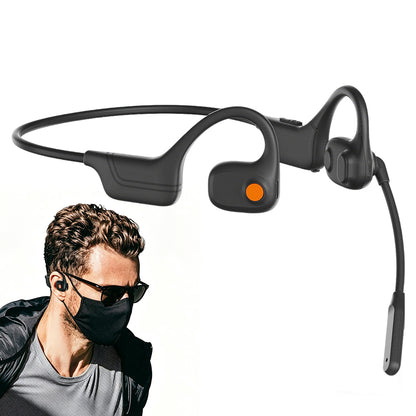 Open Ear Air Conduction Bluetooth Headphones with Noise Canceling Mic for Sports-Black