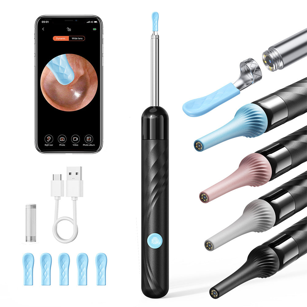 HD Ear Wax Removal Camera Tool for iOS & Android Wireless Visual Ear Cleaner-Black