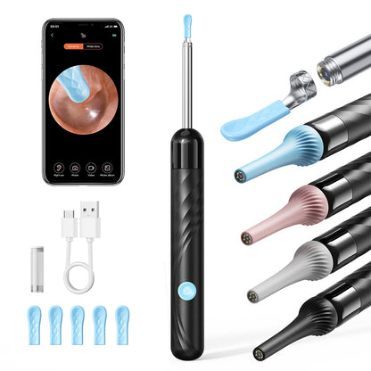HD Ear Wax Removal Camera Tool for iOS & Android Wireless Visual Ear Cleaner-Black