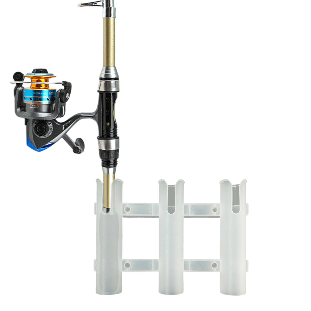 3 Tube Fishing Rod Holder Bracket Mounted Fishing Rack For Boats Garage Cooler-White