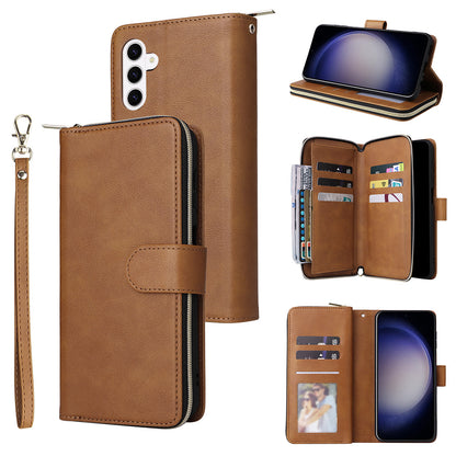 Wallet Leather Flip Cover for Samsung S26 Series with Card Slots Kickstand-Brown