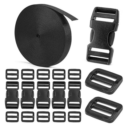 19Pcs Buckle and Strap Kit Nylon Strap with Triglide Clips for Backpack Dog Collar