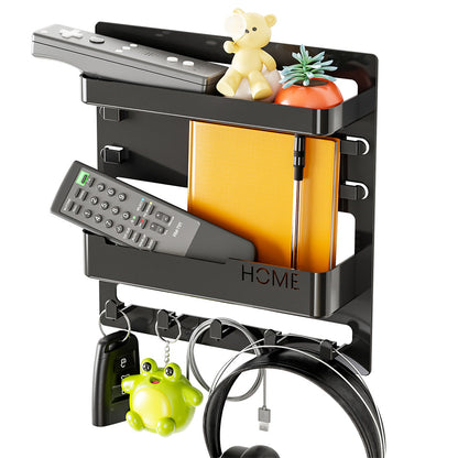 Bedside Shelf Accessories Organizer Wall Mount Self Stick On Cool Stuff for Bedroom Storage and Organization-Black