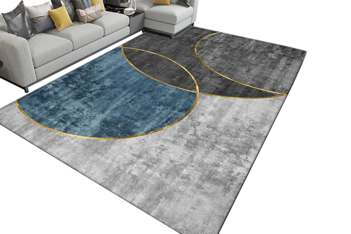 Large Floor Carpet Mat Outdoor Patio Flooring Over Grass Rug Anti-Slip for Bathroom -Circular Pattern