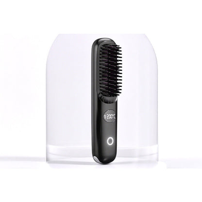 USB Rechargeable Hair Straightening Brush -Black