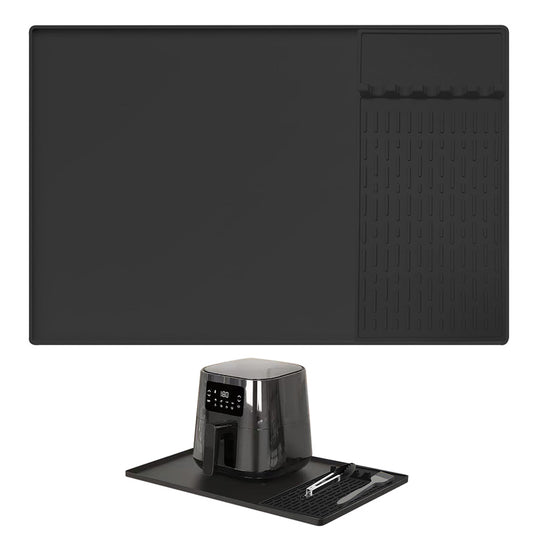 Silicone Heat Resistant Mats for Countertop Air Fryer Mat for Microwave Oven-Black