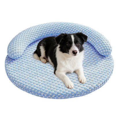 Washable Cooling Pet Bed with Removable Cover for Dogs and Cats-Blue