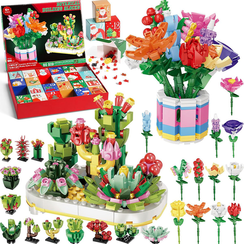 24 Days Surprise Botanical Building Blocks Advent Calendar Christmas Countdown Calendar Box Style 2
