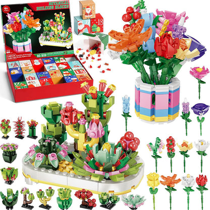 24 Days Surprise Botanical Building Blocks Advent Calendar Christmas Countdown Calendar Box Style 2
